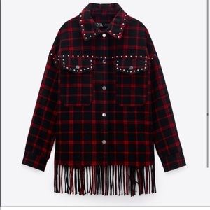 Zara Fringe plaid shacket